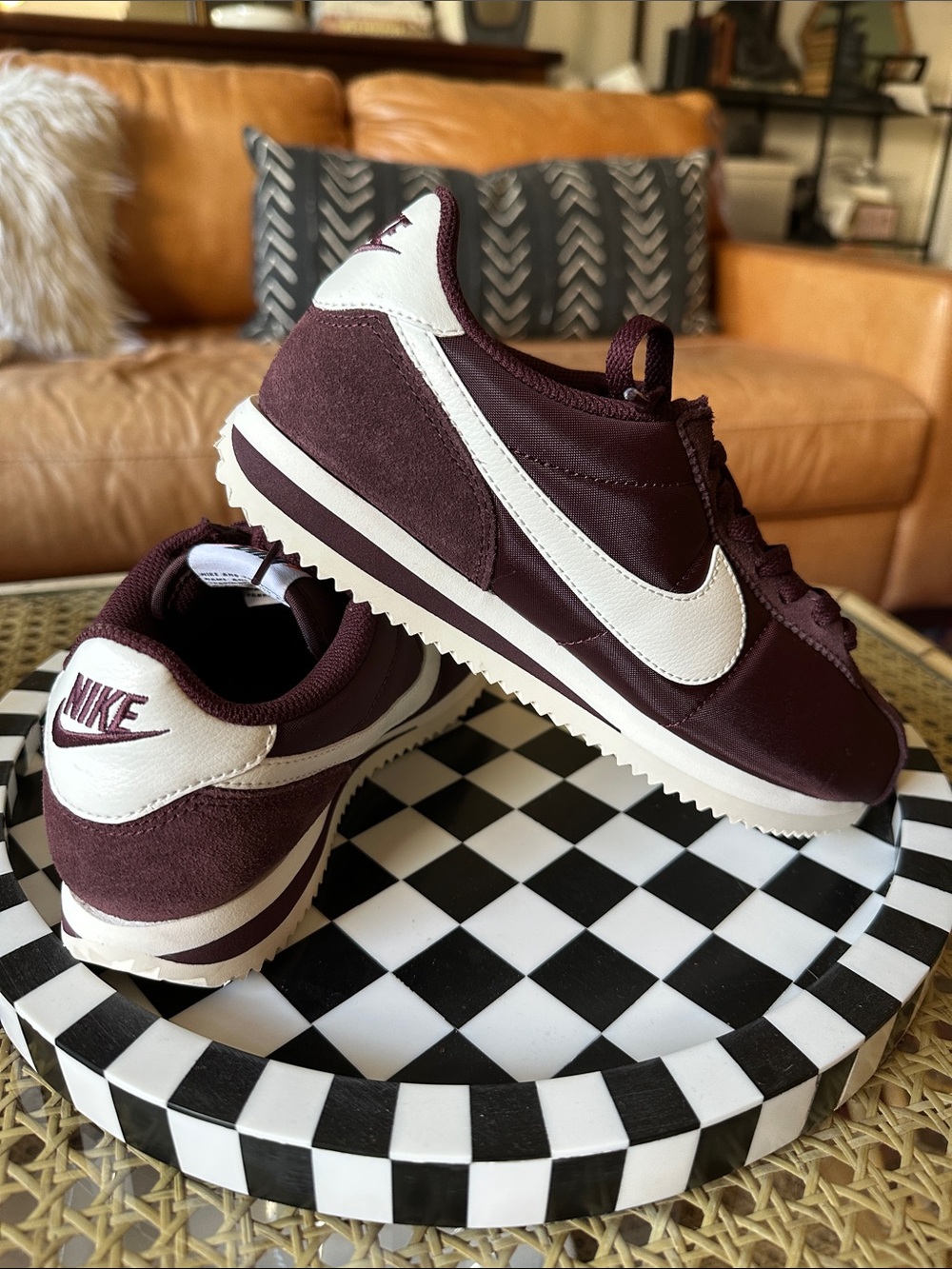 NEW Womens Nike Cortez Athletic Shoe - Burgundy Crush / Sail size 7